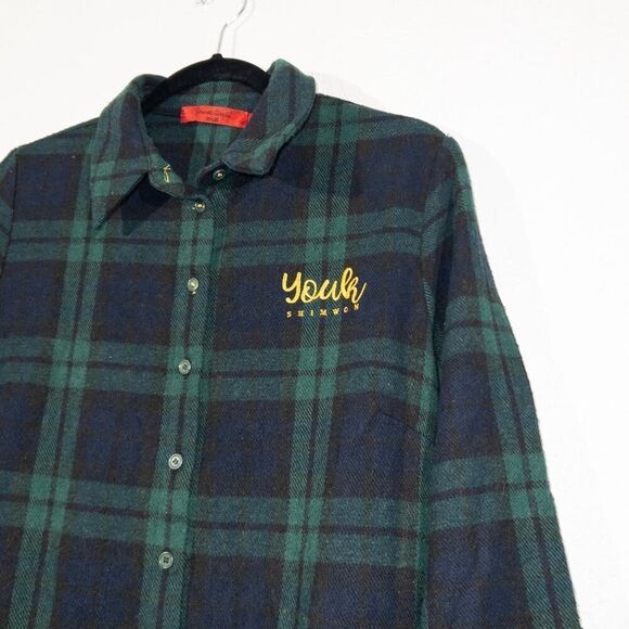 Youk Shim Won World Blue/Green Plaid Jacket Dress Size Free - Picture 2 of 7
